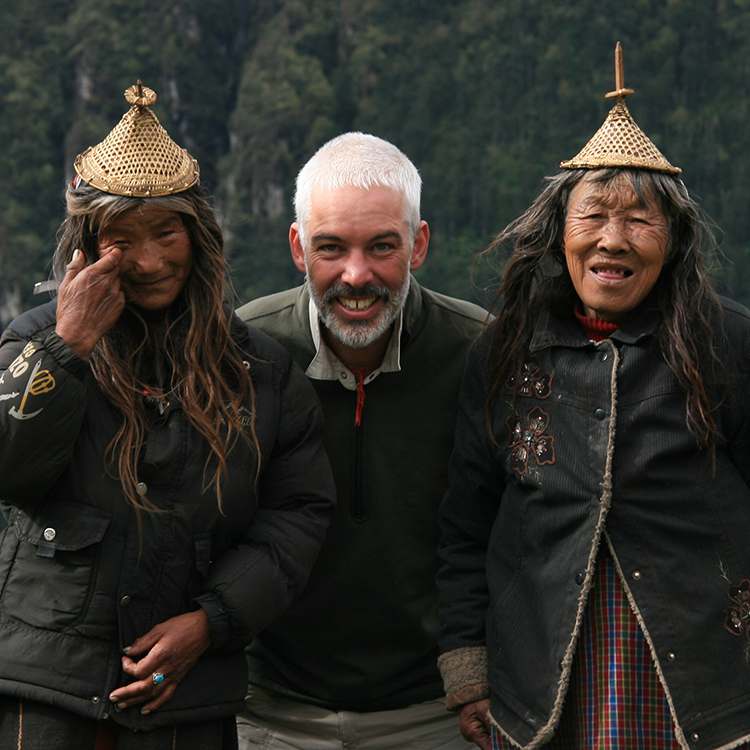 Hanging out with locals in Laya, Bhutan