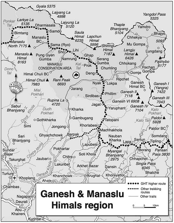 Manaslu and Ganesh region map